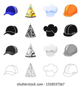 Vector design of clothing and cap symbol. Set of clothing and beret stock symbol for web.