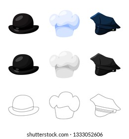 Vector design of clothing and cap symbol. Collection of clothing and beret vector icon for stock.
