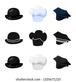 Vector design of clothing and cap symbol. Set of clothing and beret vector icon for stock.