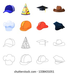 Vector design of clothing and cap symbol. Set of clothing and beret stock symbol for web.