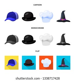Vector design of clothing and cap symbol. Collection of clothing and beret vector icon for stock.