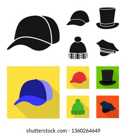 Vector design of clothing and cap symbol. Set of clothing and beret stock symbol for web.
