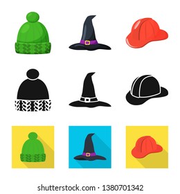 Vector design of clothing and cap symbol. Set of clothing and beret stock symbol for web.