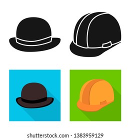 Vector design of clothing and cap symbol. Collection of clothing and beret vector icon for stock.