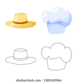 Vector design of clothing and cap symbol. Collection of clothing and beret stock vector illustration.