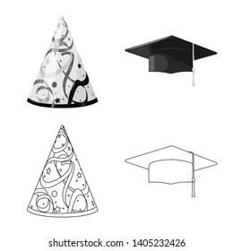 Vector design of clothing and cap symbol. Collection of clothing and beret vector icon for stock.