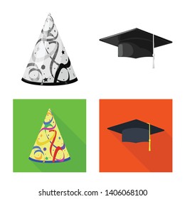 Vector design of clothing and cap symbol. Set of clothing and beret stock symbol for web.