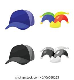 Vector design of clothing and cap symbol. Set of clothing and beret stock symbol for web.