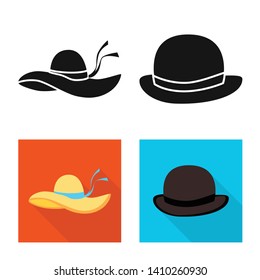 Vector design of clothing and cap symbol. Set of clothing and beret vector icon for stock.
