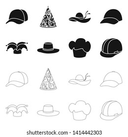 Vector design of clothing and cap symbol. Collection of clothing and beret vector icon for stock.