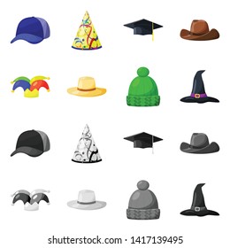 Vector design of clothing and cap symbol. Collection of clothing and beret stock vector illustration.