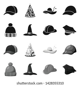 Vector design of clothing and cap symbol. Collection of clothing and beret vector icon for stock.
