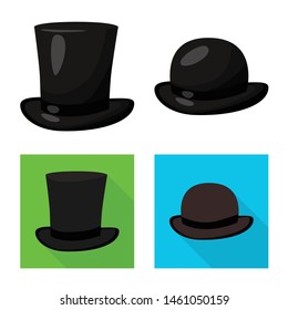 Vector design of clothing and cap symbol. Collection of clothing and beret stock symbol for web.