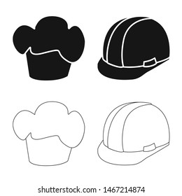 Vector design of clothing and cap symbol. Set of clothing and beret vector icon for stock.