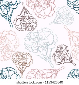 Vector design with clove flowers. Seamless background with pattern flowers. Bright, rich design. Suitable for textiles, sketches and office design wallpaper, wrapping paper, etc.