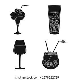 Vector design of club and ingredient sign. Set of club and drink vector icon for stock.