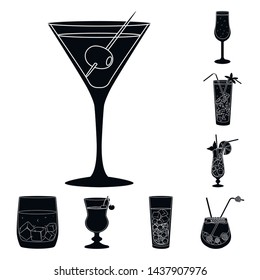 Vector design of club and ingredient symbol. Set of club and drink stock symbol for web.
