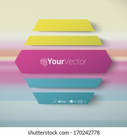 Vector design. Cmyk straight lines cut edition of a hexagon shape banner or textbox Abstract minimal geometric 3d eps10 origami illustration for web, brochure, print, infographics or other medium. 