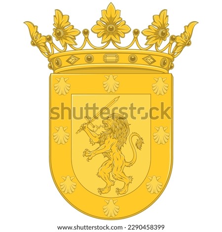 Vector design of the Coat of Arms of the capital city of Santiago Chile. Shield of Santiago Chile with rampant lion holding a sword