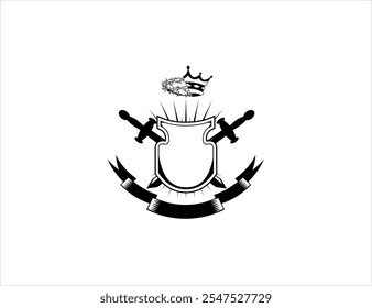 Vector diseño escudo de armas corona y espada