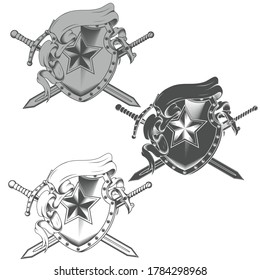 
Vector design of coat of arms with grayscale ribbon
