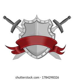 Vector design of coat of arms with red ribbon