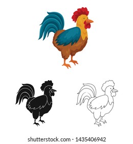 Vector design of cock and bird icon. Set of cock and husbandry stock symbol for web.