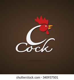 Vector design cock is text on a brown background.