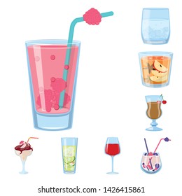 Vector design of cocktail and drink icon. Collection of cocktail and ice stock vector illustration.
