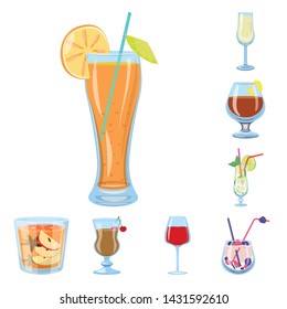 Vector design of cocktail and drink icon. Set of cocktail and ice stock vector illustration.