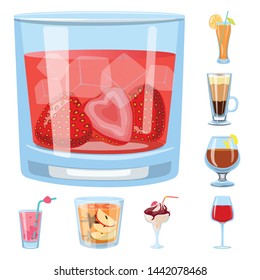 Vector design of cocktail and drink sign. Collection of cocktail and ice stock vector illustration.