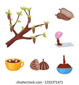 Vector design of cocoa and beans sign. Collection of cocoa and sweetness stock symbol for web.