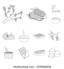 Vector design of cocoa and beans sign. Collection of cocoa and sweetness vector icon for stock.