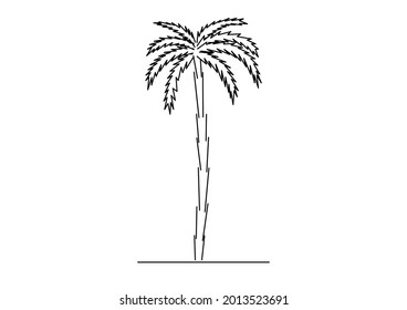 Vector design of coconut tree sketch by the beach