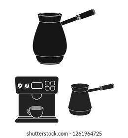 Vector design of coffee and machine sign. Set of coffee and kitchen vector icon for stock.
