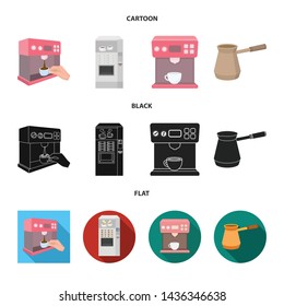 Vector design of coffee and machine symbol. Collection of coffee and kitchen stock vector illustration.