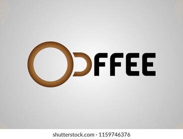 vector design of coffee text with cup up view 