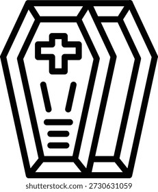 Estilo del icono del ataúd del diseño del Vector