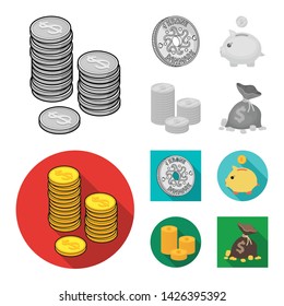 Vector design of coin and treasure icon. Collection of coin and money stock symbol for web.