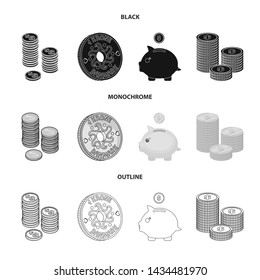 Vector design of coin and treasure icon. Collection of coin and money vector icon for stock.