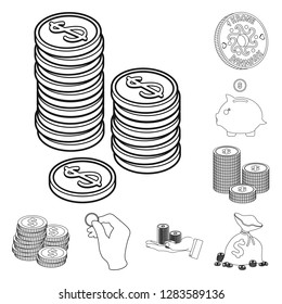 Vector design of coin and treasure sign. Collection of coin and money  stock symbol for web.