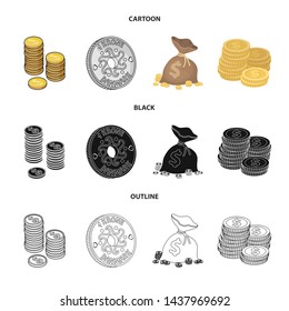 Vector design of coin and treasure sign. Set of coin and money vector icon for stock.