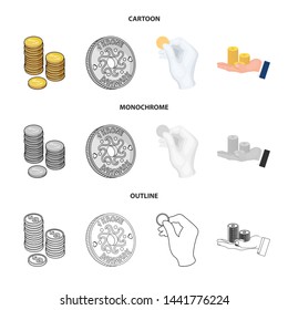 Vector design of coin and treasure sign. Set of coin and money vector icon for stock.