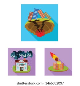 Vector design of collapse and environment sign. Set of collapse and distress stock symbol for web.