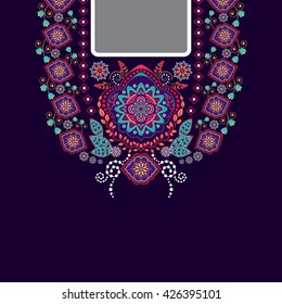 Vector design for collar shirts, shirts, blouses, T-shirt. Paisley border