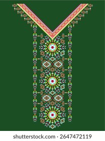 Vector design for collar shirts, geometric necklace embroidery design for fashion. Aztec style embroidery abstract vector illustration. Using in fashion industry.