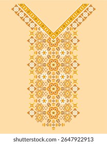 Vector design for collar shirts, geometric necklace embroidery design for fashion. Aztec style embroidery abstract vector illustration. Using in fashion industry.