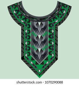 Vector design for collar shirts, shirts, T-shirt. Embroidery ethnic geometric elements for fabric, textile. Aztec geometric neck line design graphics fashion wearing.