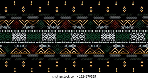 Vector design for collar shirts, shirts, T-shirt. Embroidery ethnic geometric elements for fabric, textile. Aztec geometric neck line design graphics fashion wearing. 