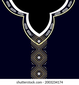 Vektordesign von Kragenhemden, T-Shirt. Stickerei ethnische Geometrie für Stoff, Textilien.